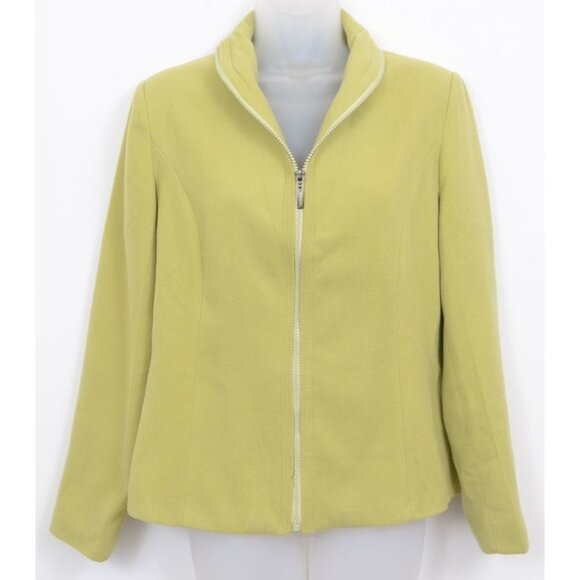 Vintage FENDI Jeans 100% Cashmere Soft Womens XL Green Jacket Lined Full Zip - Picture 1 of 10